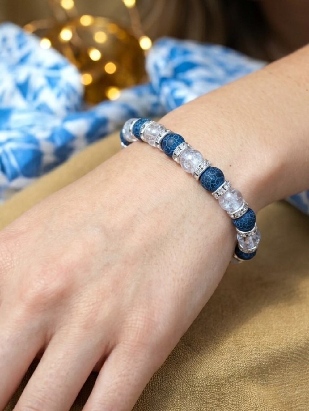 Handcrafted Lava Bead and Acrylic Bead Bracelet